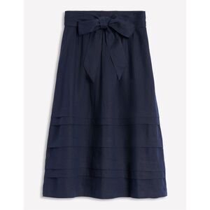 Boden Pintuck Linen Midi Skirt in Navy Size 4 NWT